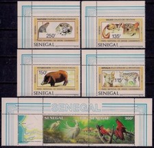 Senegal 1987 Parco Nazionale Maiali Gatti Selvatici Leopardi Panthera Egret/Birds Mappe MNH2