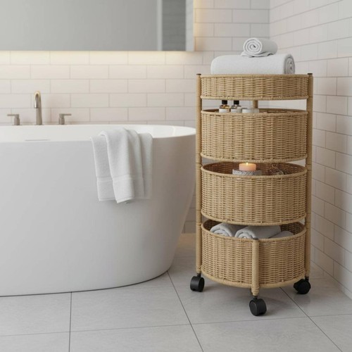 Carrello vimini con - carrello, in