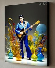 Poster Elvis Presley opera d'arte con certificato di autenticità - tela incorniciata 40X30 cm HITT prova d'artista