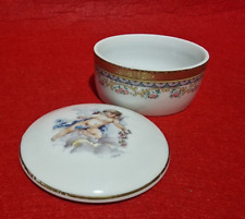  Scatolina Limoges Porcellana Depos portagioie dipinto Oro Cherubino Angelo