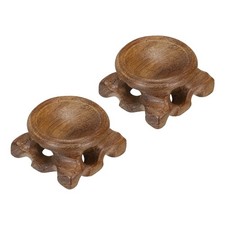 2 Pezzi Mini Supporto a Sfera di Cristallo in Legno, Base Espositore in Legno 35mm, Rosso Marrone