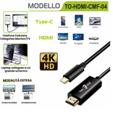 CAVO ADATTATORE da HDMI a TYPE C per MONITOR DESKTOP LAPTOP TV 4k HD 1.5 M