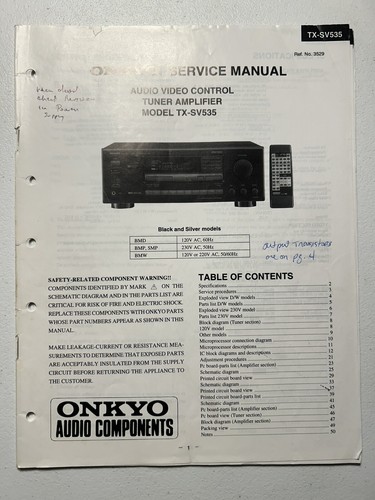 Onkyo model sv535 audio - model,
