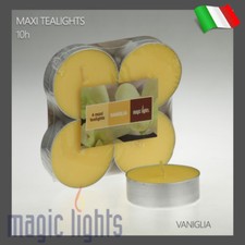 MAXI TEA LIGHTS CANDELE PROFUMATE MAXI TEALIGHTS LUNGA DURATA 4 PEZZI VANIGLIA