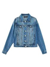 Giacca jeans giubbino corto giubbotto denim trucker donna blu comodo 1244