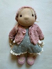 Bambola Waldorf bionda in tessuto artigianale tutte fibre naturali.