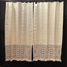Antiche Tende Ricamate A Mano Tela Grezza E Filet Perfette 120x205cm A Pannello