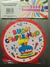 FESTONE CON PENDENTI BUON COMPLEANNO 3 MT festoni  party multicolor