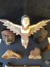 Lotto maschere statue etnico legno pipa arredamento tribale