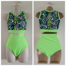 Set danza pratica 13-14 anni 2 pezzi...Flo verde/multi danza/fitness