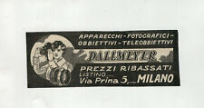  PUBBLICITA' ORIGINALE VINTAGE ANNI 30-APPARECCHI FOTOGRAFICI DALLMEYER MILANO