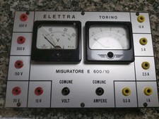 MISURATORE CORRENTE E 600/10 CONTROLLO VOLT E AMPERE ELETTRA TORINO 2 GALVANOMET