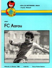Programma Lokomotive Liepzig - Aarau UEFA Cup 1988-89