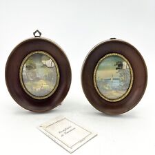 Antico quadretto coppia di quadri vintage miniature dipinto paesaggi firmato