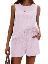 Completo donna 2 pezzi canotta smanicata pantaloncini abbinati set cotone 5213