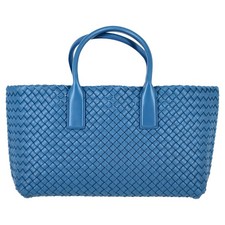 Borsa Cabat piccola Bottega Veneta in pelle di agnello blu