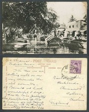 Ceylon Egypt 10m Old Real Photo Postcard Native Padda Boats on Negombo Canal 50.