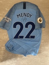 MANCHESTER CITY 2018 2019 HOME MATCH WORN JERSEY SIGNED MENDY 22 NIKE