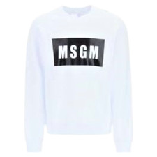 Felpa uomo donna bianca msgm logo maglia girocollo milano