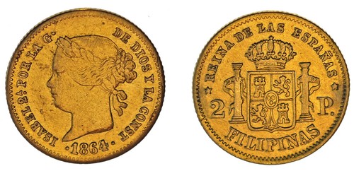 Gold pesos oro isabel ii - 2, /