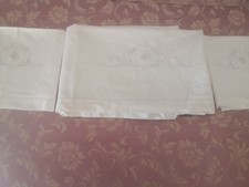 Lenzuolo Stupendo antico  matrimoniale  Misto Lino Ricamo A Mano Con Federe