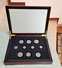 BOX COFANETTO LEGNO VELLUTO VINTAGE PREGIATO + LOTTO MONETE 18,5 X 24,5 CM N° 1