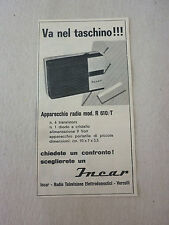 *ADVERTISING PUBBLICITA' INCAR VERCELLI APPARECCHIO RADIO R 610 T --  1960