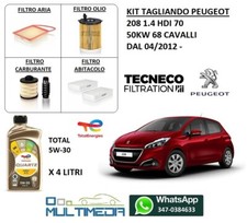 TAGLIANDO FILTRI E OLIO ORIGINALE TOTAL 5W30 PEUGEOT 208 I 1.4 HDI 68 CV 50KW