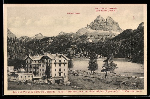 Cartolina misurina hotel - cartolina, misurina,