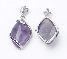 Ciondolo Quarzo Ametista Pietra Vera Naturale Con Cuore Strass