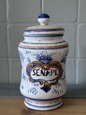 Albarello Vaso Da Farmacia SENAPE In Ceramica Dipinta A Mano 