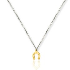 Collana rolo in argento 925 rodiato con ferro di cavallo in argento dorato 