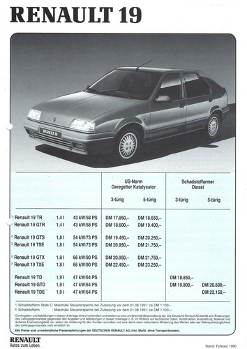 1990 listino prezzi - prezzi, e