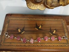 Bracciale  Antico Argento 925 Vintage Radici Di Rubino Spedizione Tutto Il Mondo