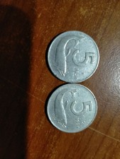 Due monete da 5 lire del 1954