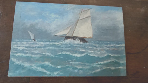 Oil painting marine board - on,