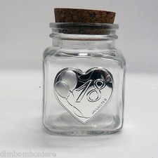 Bomboniere Barattolo con piastra cuore 18 anni e tappo sughero 