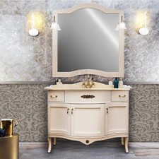 Mobile bagno classico London bombato avorio decapè con top in marmo