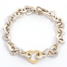Bracciale Tiffany and Co a maglie di cuore in argento sterling 925 750 18 carati