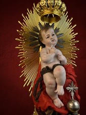 Bambinello Gesu' Napoletano Bambino Ihs Bambinello piccolo Re 26x26x75cm