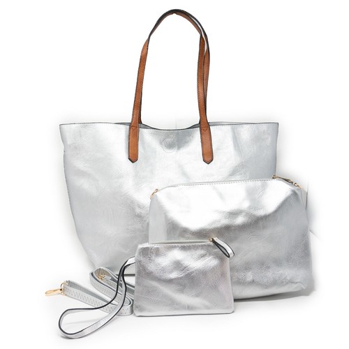 Borsa donna argento grande