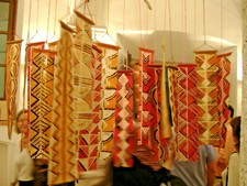 sospiri pannello grande tecnica batik tessuto cotone tintura  a colori sospeso