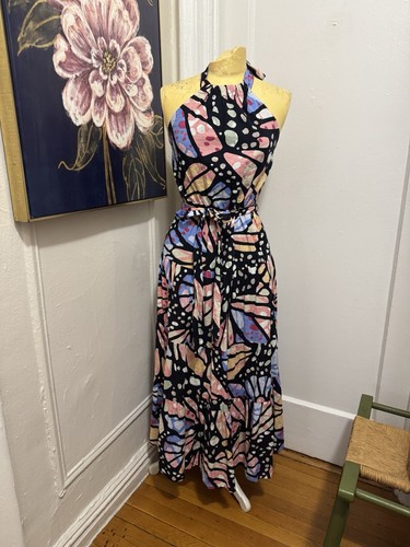 Maxi abito blu con stampa - , ala