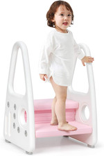 Sgabello a 2 Gradini per Bambini, Scaletta Alzabimbo Antiscivolo, in Plastica, A