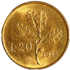 Italy 20 Lire 1972 KM# 97
