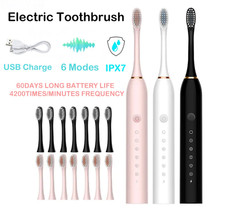 SPAZZOLINO ELETTRICO SONICO 1.5W CON 4 TESTINE INCLUSE PULIZIA DENTI ORALE IPX7