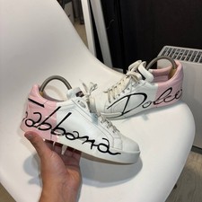 Sneakers stringate Dolce Gabbana bianche rosa Porto fino taglia:37