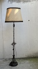 LAMPADA PIANTANA ABAT-JOUR FERRO BATTUTO A DUE LUCI CON PARALUME VINTAGE