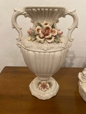 Vaso in ceramica Bassano con decorazioni fiori 