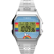 Orologio TIMEX T80 PEANUTS TW2V61300 Acciaio Snoopy Rainbow Chrono Alarm